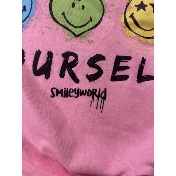 Girls Smiley World Pink Tie-Dye Twist front Shirt Short Sleeve Size XL(16) Faces - Picture 5 of 7